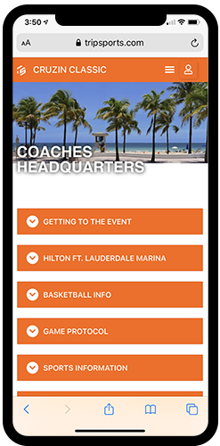 Trip Sports coaches headquarters on a phone